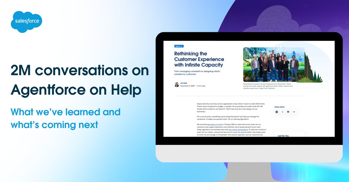 asksalesforce's tweet image. Discover how Agentforce can enhance your customer service today!

• Faster issue resolution ⚡
• Expanded language support 🗣️
• Proactive customer engagement 🤝
• Increased team efficiency ✅

Read the blog to see how we are doing it &amp;amp; how you can too: sforce.co/47F6dKQ