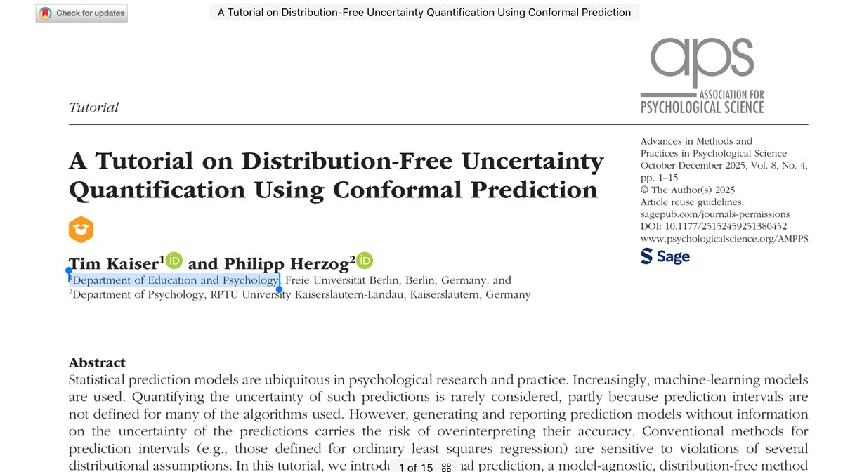 predict_addict's tweet image. Game over: conformal prediction is mainstream, with even psychology joining in.

#conformalprediction