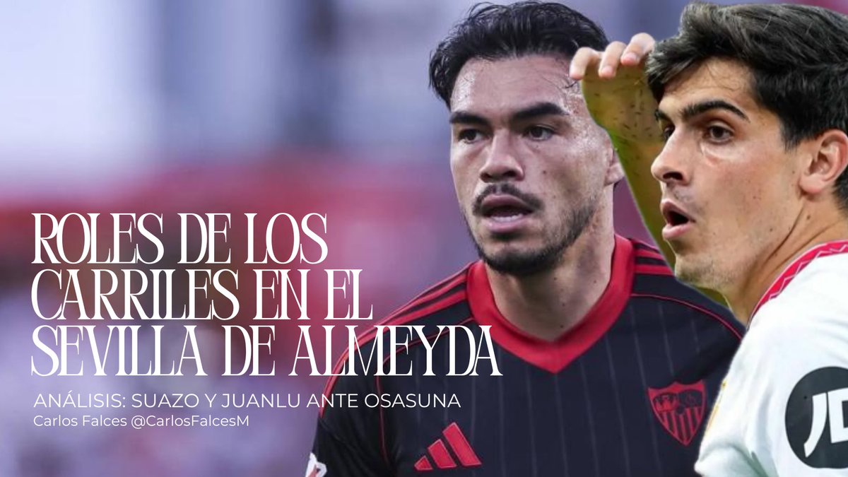 CarlosFalcesM's tweet image. El desempeño de los carriles en el #SevillaFC: Suazo y Juanlu. 

Almeyda otorga diferentes roles en función del sistema empleado. Vemos sus comportamientos ante Osasuna. 

[Análisis]