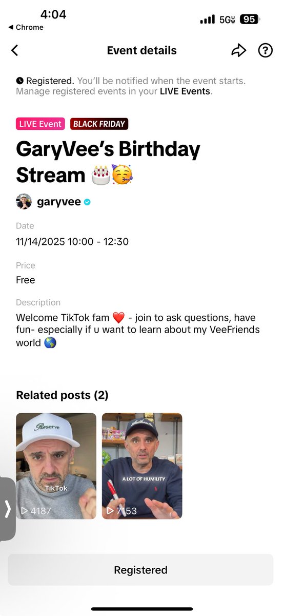 Happy Early Birthday!!! I’ll be there!!! ⁦<a href="/jeremyknowsVF/">Jeremy Knows | VeeFriends</a>⁩ ⁦<a href="/garyvee/">Gary Vaynerchuk</a>⁩ ⁦<a href="/veefriends/">VeeFriends</a>⁩