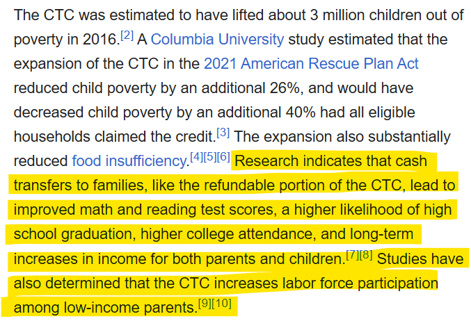 世界の流れは「控除廃止→一律給付か給付付き税額控除」
諸外国では子の福祉や親の就労促進等のメリットを根拠に、手当・給付が主流。そして金額も大きい(🇺🇸は$2000/子/年)。
主張すべきは扶養控除でなく児童手当の増額。
↓🇺🇸の子供税額控除(Child Tax Credit)のメリット
en.wikipedia.org/wiki/Child_tax…