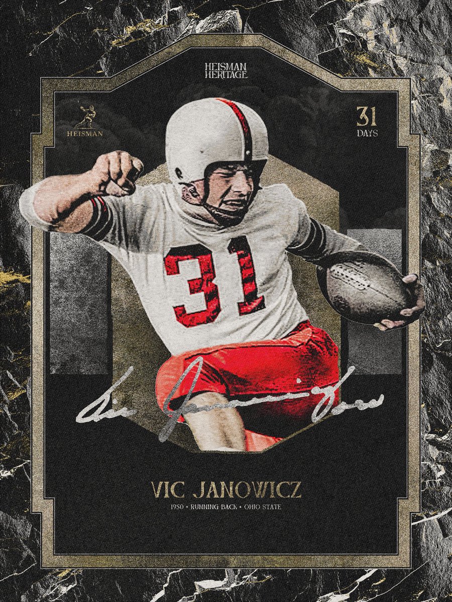 In 1950, Vic Janowicz won @ohiostatefb’s second Heisman after establishing himself as one of the great multiple threats in college football.

#HeismanHeritage | 31 Days