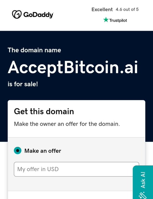 CindiKit's tweet image. Bitcoin Domains Available Now!
AcceptBitcoin.ai
StackingSats.ai
#Bitcoin #acceptbitcoin $BTC #AI #cashapp #Square