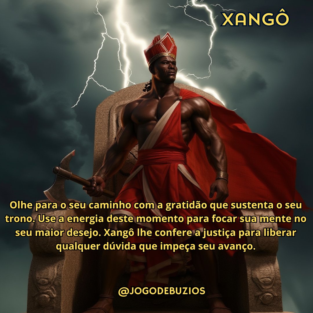 candomble's tweet image. Olhe para o seu caminho com a gratidão que sustenta o seu trono. Use a energia deste momento para focar sua mente no seu maior desejo. Xangô lhe confere a justiça para liberar qualquer dúvida que impeça seu avanço.

#xangô #gratidão #foco #avanço #babalorixa