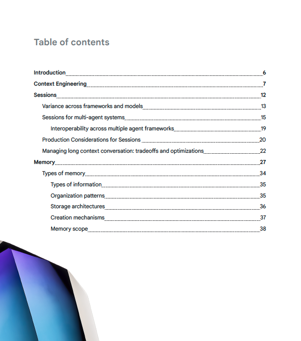 Google released another whitepaper 🔥. it's a masterclass on building intelligent optimized sessions and long-term memories for agents that actually work. It covers:
> context engineering best practices
> comparing memory and RAG
> memory-as-a-tool pattern
> agent-to-agent (A2A)