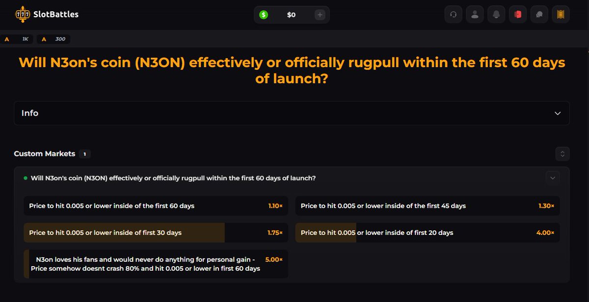 Syztmz is king, what an absolute funny bastard 😂😂😂

Putting up a betting market when Neon will rug is pure comedy 😂