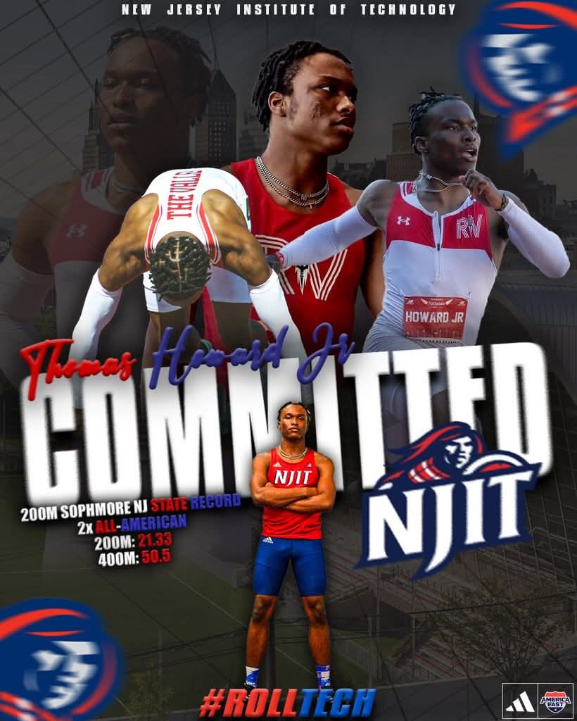 Congratulations to Thomas Howard Jr. on his commitment to further his academic and athletic career at New Jersey Institute of Technology!!! Your RV Track family is so proud of you and can't wait to see what you do at the next level. Let's finish your senior year in a big way 😤