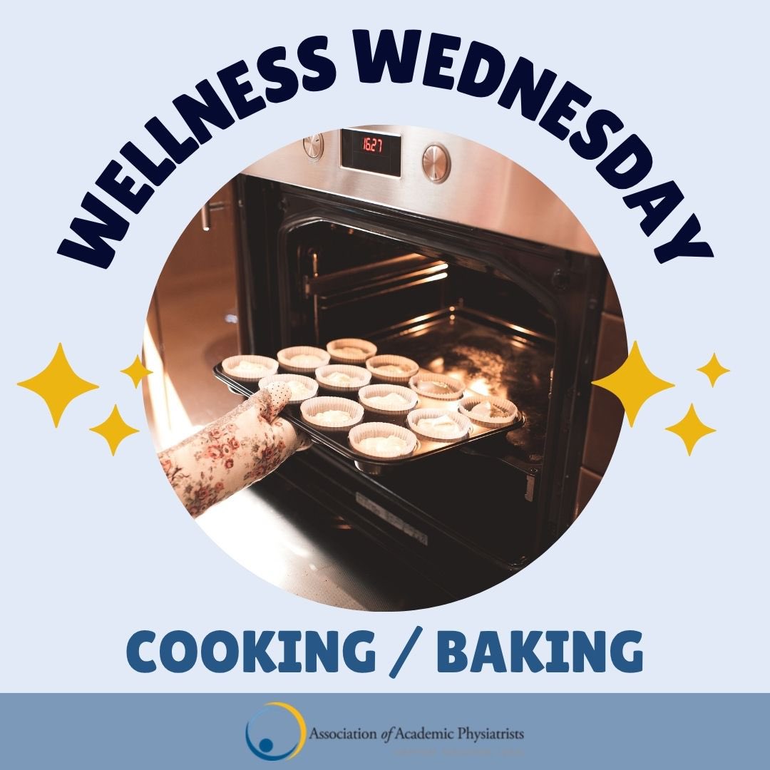 AAPhysiatry_MSC's tweet photo. Happy #Wellness Wednesday! This week, we are sharing an idea for wellness - basics of cooking/baking. Cooking/baking can be a nice way to both fuel your body and relax after a long day. It can also have positive mental health benefits including reducing stress, anxiety. https://t.co/yE3MOF4p0p