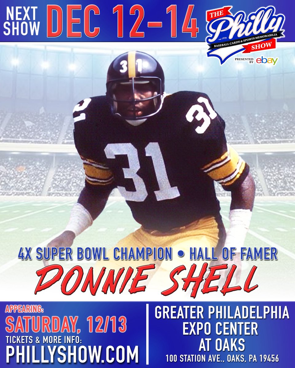 Philly_Show's tweet photo. 🏈 4X Super Bowl Champ & Hall of Famer Donnie Shell is coming to The Philly Show!
📅 Sat, Dec 13 | 📍 100 Station Ave, Oaks, PA
🎟️ Tickets → https://t.co/yo548xGP5h
❤️ Celebrating 50 years of connecting fans & legends!
#PhillyShow #DonnieShell #Steelers #HallOfFame https://t.co/xpAgcrlAbV
