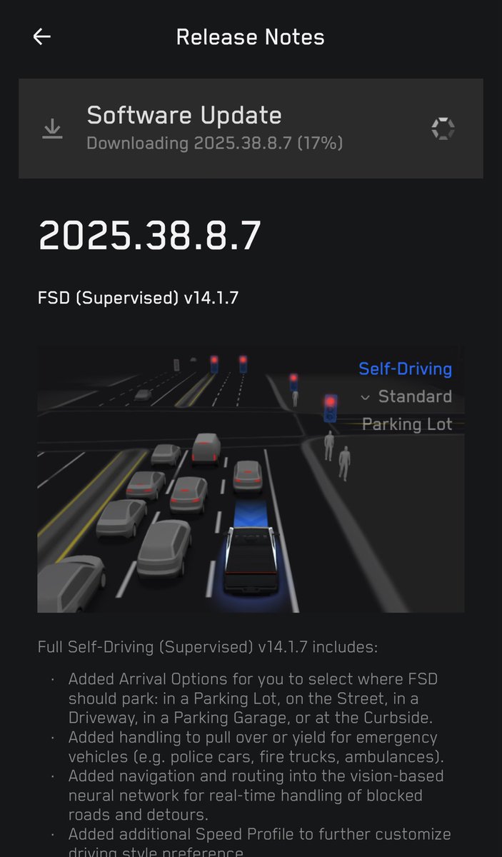 WholeMarsBlog's tweet image. Tesla Self-Driving 14.1.7 also rolling out for Cybertruck