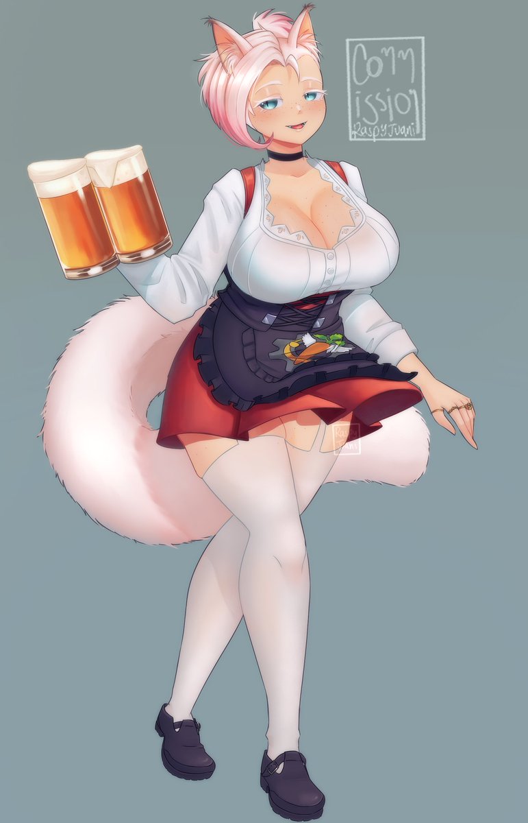 Finished this character #Commission of a #catgirl bartender (?) Liked making her, also have an underwear ver. wont be uploading it here 

#VGenComm #art #digitalart #animeartist #commissionsopen #cute #artist #Fluffy