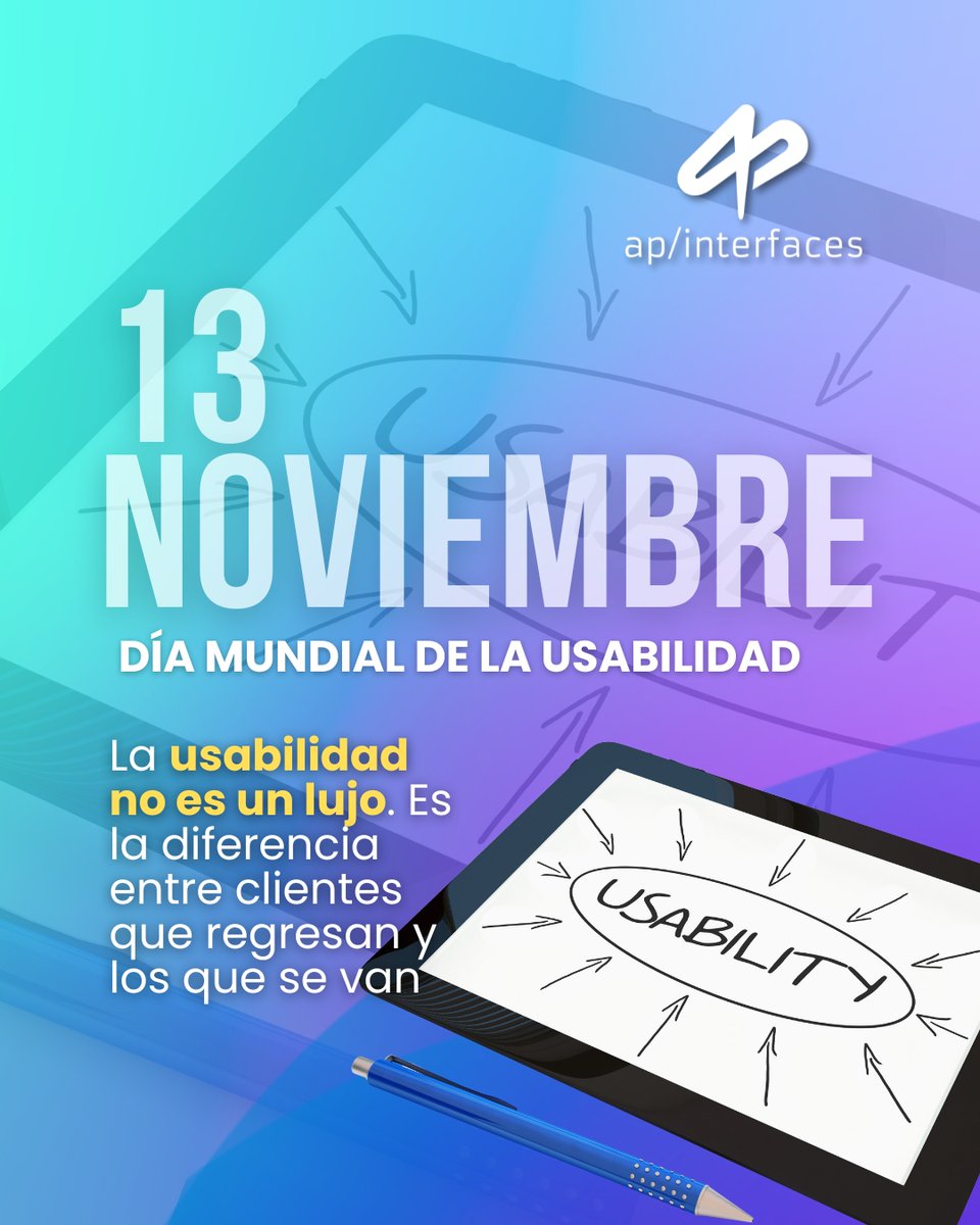 APinterfaces's tweet image. Hoy celebramos el Día Mundial de la Usabilidad, un recordatorio de que la tecnología más poderosa es aquella que las personas pueden usar y entender.