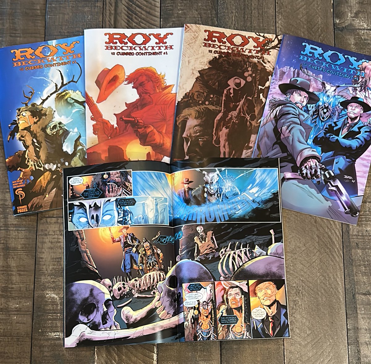 StrangePages's tweet image. Oh boy!

PROOFS ARE IN!

Just look at that seamless center-spread! 🤠💀

I have some minor tweaks to make, and then the printer will take about two weeks to finish the order and ship it my way. 

All you Cursed Contributors should have your books by the end of the year!