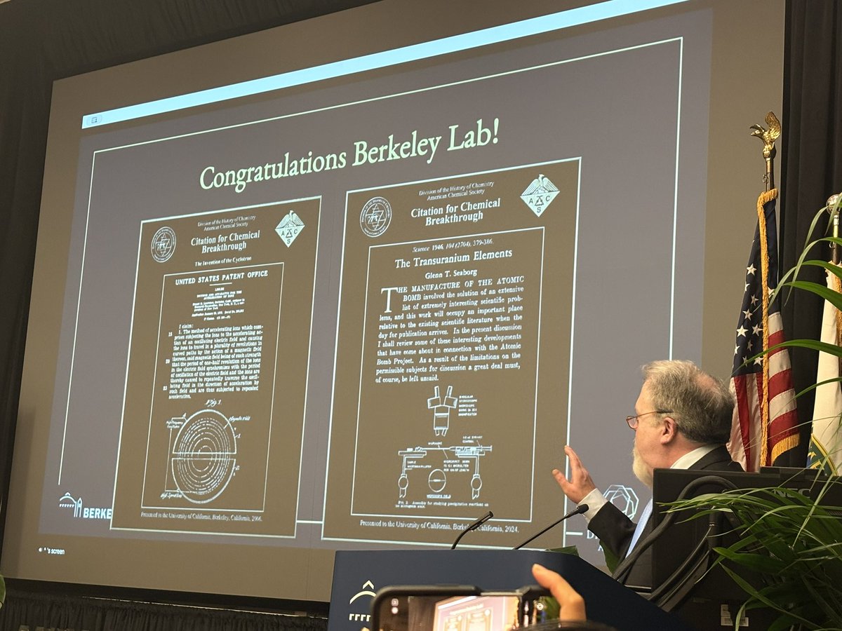 sineatrix's tweet image. Congrats to us @BerkeleyLab for TWO @AmerChemSociety chemical breakthrough awards for the invention of the cyclotron and the transuranium elements @doescience #chemistrylives #teamscience
