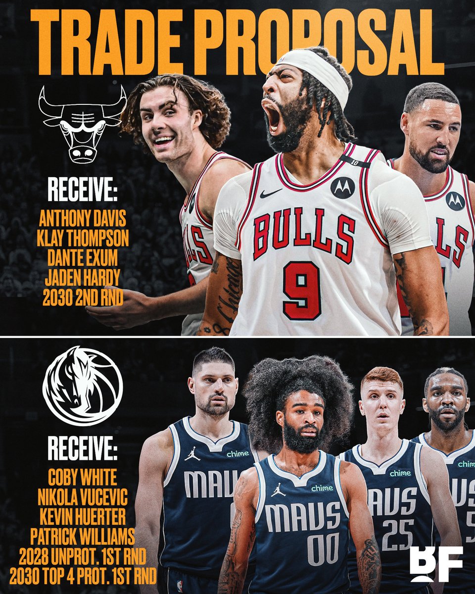 bballforever_'s tweet image. The Bulls are a team to monitor for a potential Anthony Davis trade, since Chicago have nearly $90 million in expiring contracts, plus picks, Evan Sidery reports 👀

This trade by Sports Illustrated sends Anthony Davis home to Chicago, along with Klay Thompson and Dante Exum.…