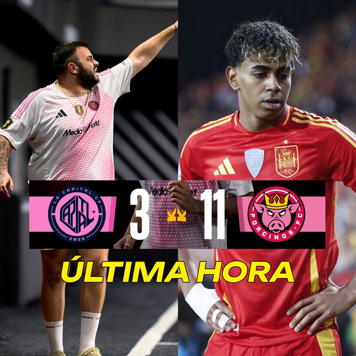 La Capital, el equipo de Lamine Yamal, en honor a su presidente que fue desconvocado de la selección, decidió desconvocarse de la Copa ante Porcinos en el Cupra Arena. Qué bonito gesto.