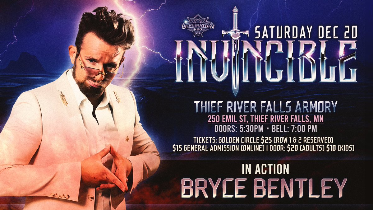 ⚔️ Invational Entrant #5 ⚔️ 

   "The Star"
Bryce Bentley 

- Bryce Bentley came to impress and earned himself a spot in this year's Destination Invitational! 

Get yours here 👉:
tinyurl.com/DPWInvincible