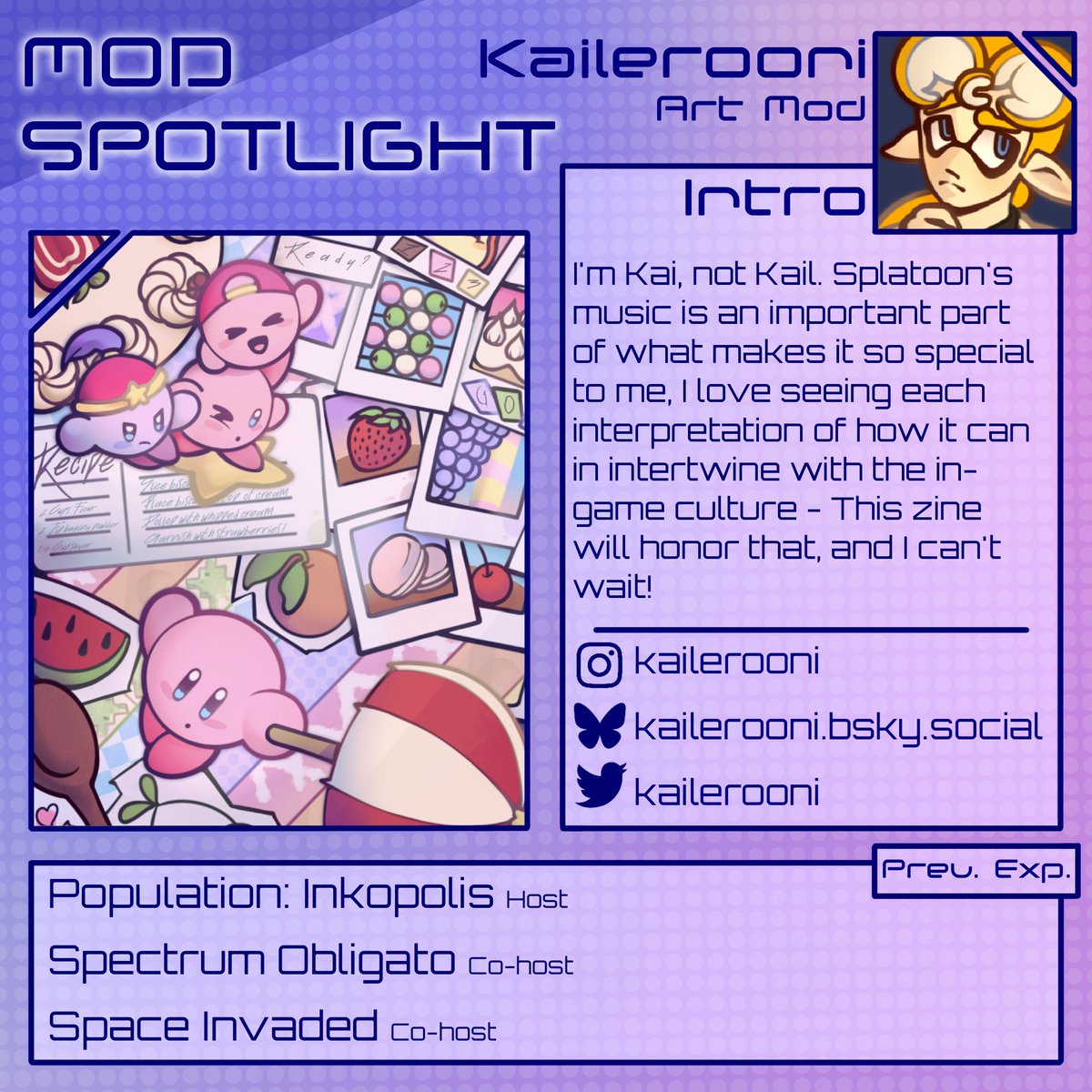🐙 Next up on the list is Kai! Creator of idol group BLACKWHOLE, here as an Art Moderator and assisting our contributors!
<a href="/Kailerooni/">Kailerooni</a>