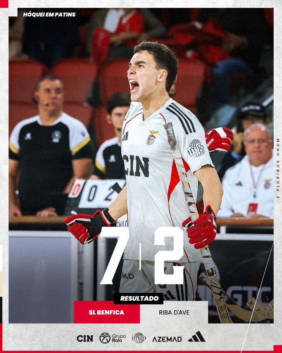 🫡 Vitória do #HóqueiBenfica frente ao Riba D'Ave, a contar para a 5.ª jornada do Campeonato Nacional!

🏑 Zé Miranda (3), Lucas Ordoñez (2), Gonçalo Pinto e João Rodrigues.