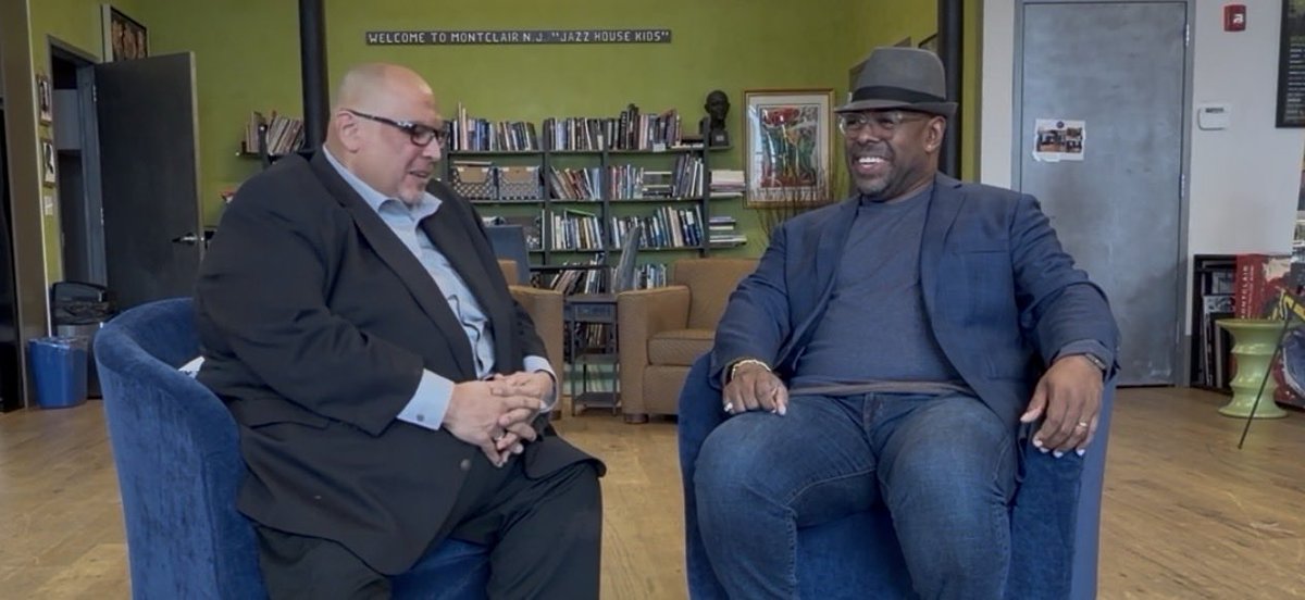 HoldThatShow's tweet image. Great fun today in Montclair talking with @mcbridesworld about his latest @RecordingAcad Grammy nomination, the upcoming TD Moody jazzfest at @NJPAC and his and #MelissaWalker’s Jazz origin story. Watch the stream Thursday, 6 PM. @DavidCruzNJ @PRESSCORENJ