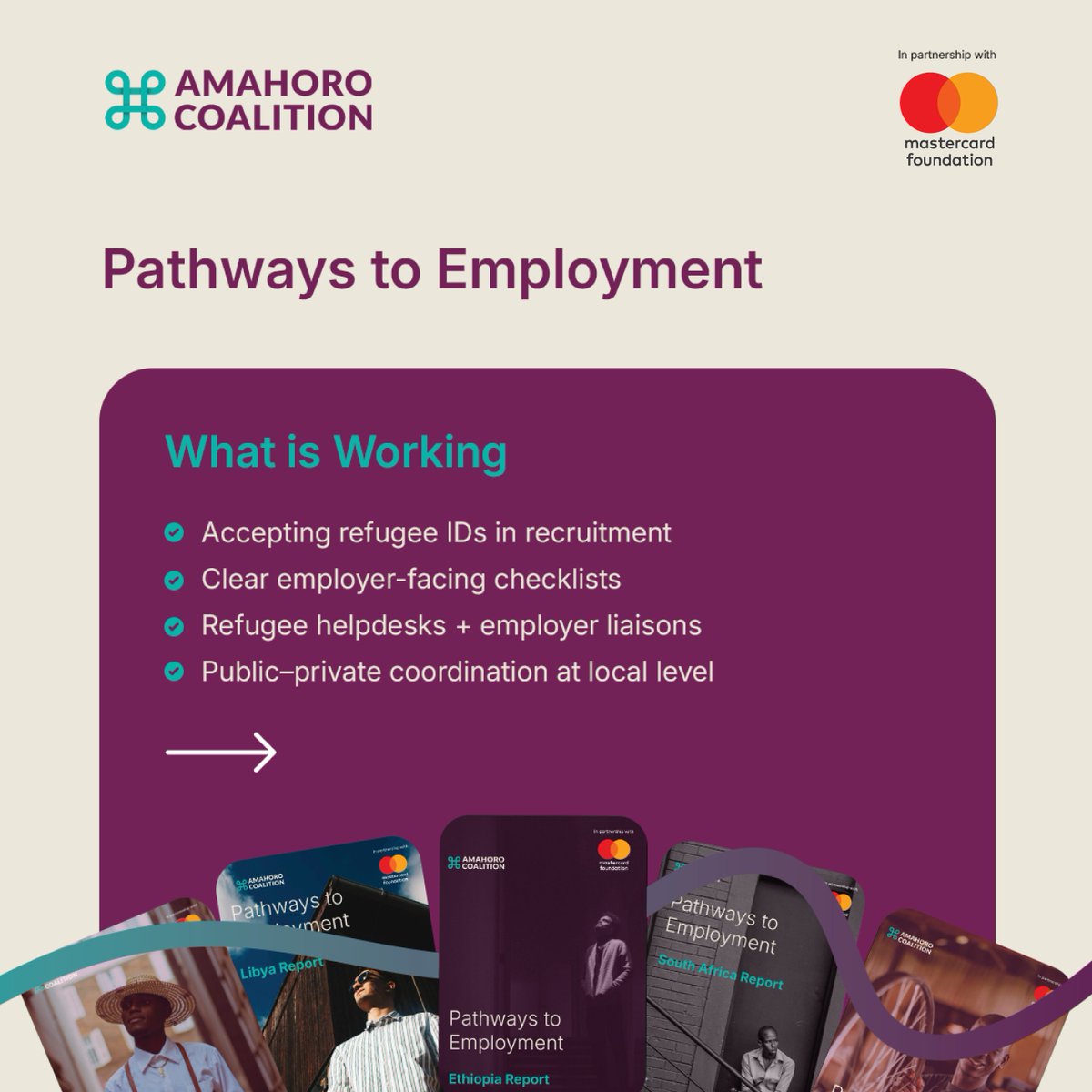 AfricaAmahoro's tweet photo. When the process is clear, employers hire. 🟢
Across Africa, #PathwaysToEmployment research shows that #FDPs gain access to work when documentation and steps are transparent. Amahoro is convening HR partners to simplify hiring.
https://t.co/T07gH3QYB2 https://t.co/Or8l5A2OTW