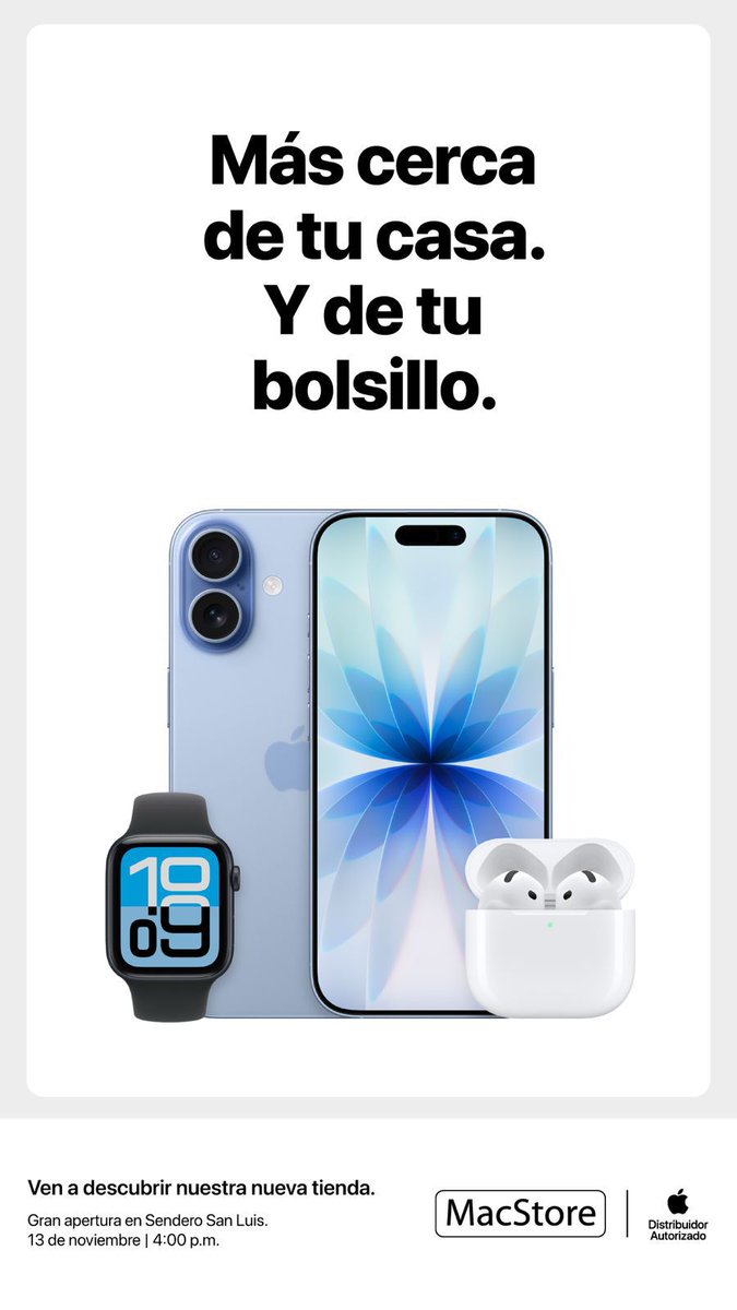 🎉 ¡Conoce la nueva MacStore Sendero San Luis ! 🎉 Este jueves 13 de noviembre abre sus puertas y queremos verte ahí en punto de las 16:00 hrs. Asiste y disfruta de promociones exclusivas por apertura. ¡No te lo pierdas!  

Conoce más bit.ly/3JTa79I

#MacStore