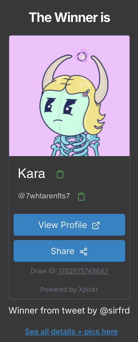 The draw is done, the dice have been cast, and fate has now decided who deserves these two beautiful MetaVixens Exclusives… 
.
And the winner is… <a href="/7whtarenfts7/">Kara</a> ! 🎉

Congratulations!! I’ve sent you a DM

Huge thanks to everyone who participated stay tuned for more giveaways! 💫