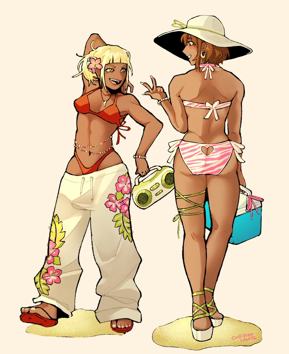 cxllisioncourse's tweet image. beach day with togachako 🍑🌺