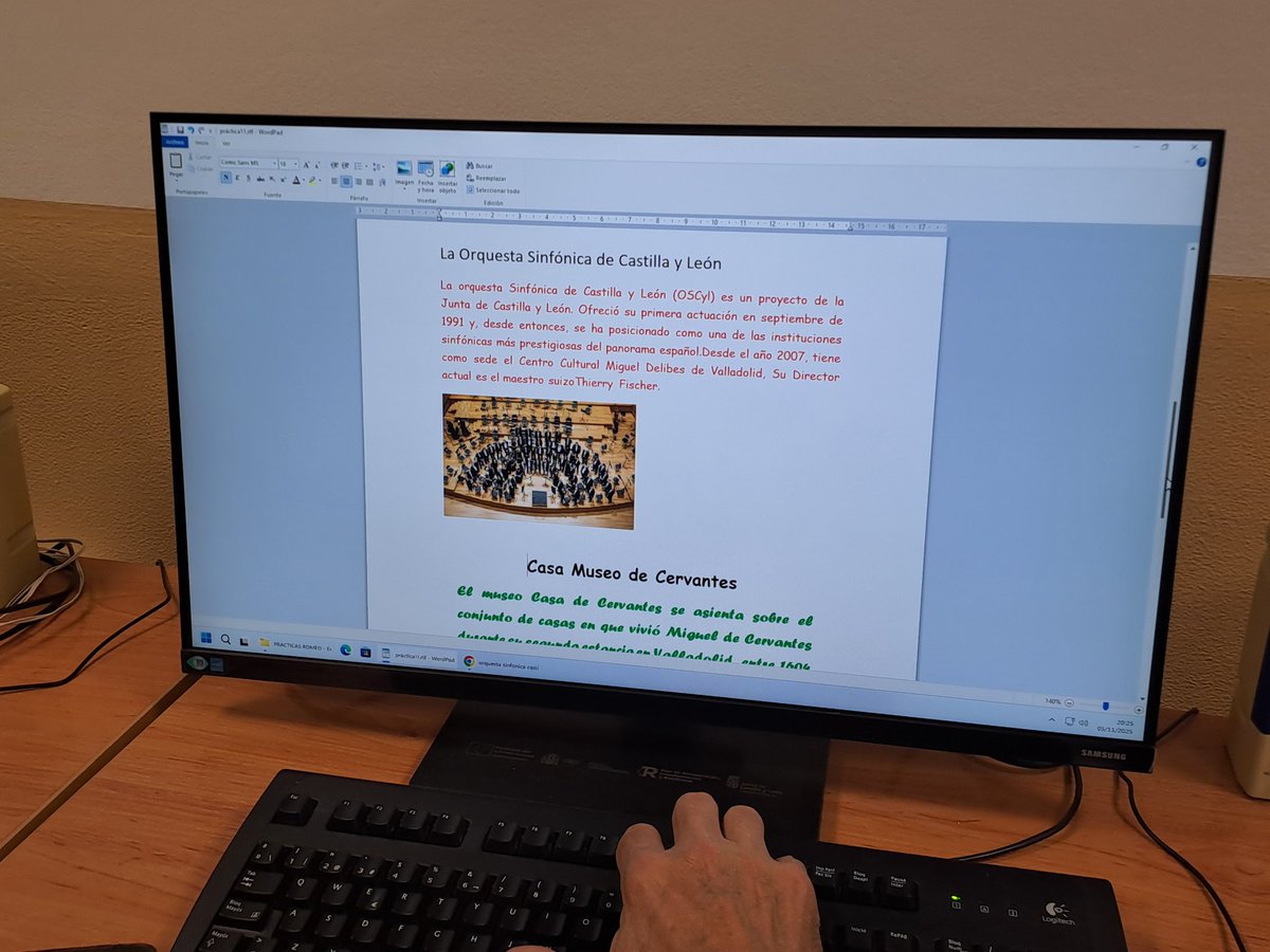 CepaElCamino's tweet image. Nuestro alumnado de #Informática y su práctica con #WordPad:  
⌨️ Mecanografía
✍️ Ajuste de fuente y párrafo  
🔎 Búsqueda de imágenes en Internet. Copiar y pegar. 
Todo inspirado en el Viaje Cultural 🚌 de mañana a Valladolid 🎶✍️🏠 y Peñafiel 🏰🍷
@educacyl @CFIEdeSoria @OSCyL