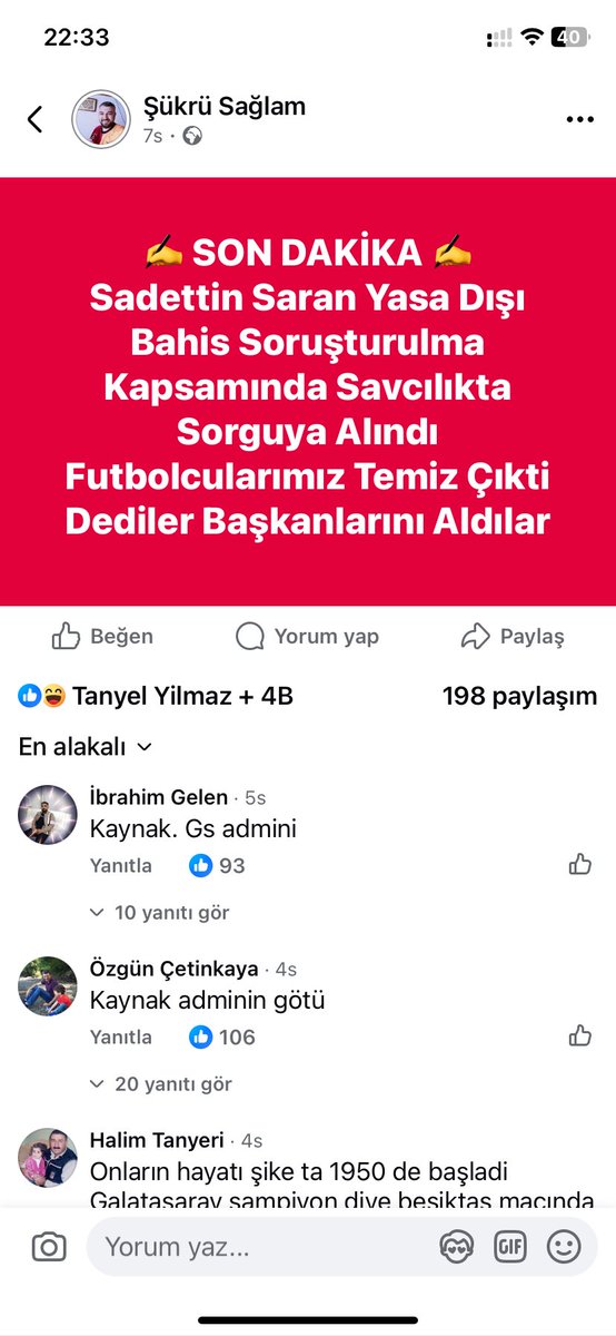 Bu vatandaş Facebook ta bu paylaşımı yapmış <a href="/HUFEDER1907/">Hukukçu Fenerbahçeliler Derneği</a>