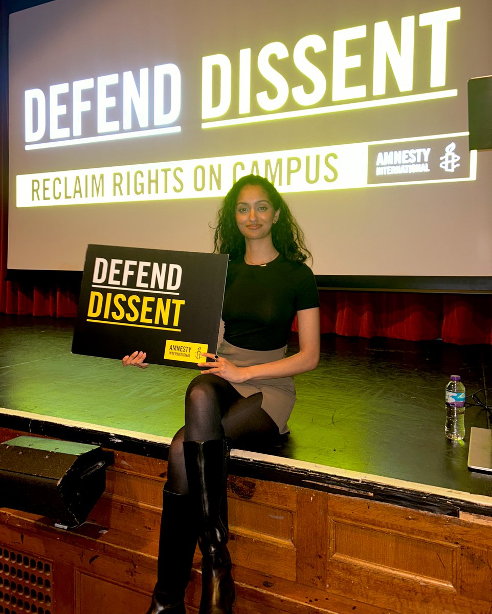 KarishmaPatel99's tweet image. A pleasure to join @AmnestyUK’s new ‘Defend Dissent’ campaign as their keynote speaker. The focus is protecting the right to protest at British universities - over Palestine or any other struggle for social justice. Students have been subject to protest bans, surveillance 1/2