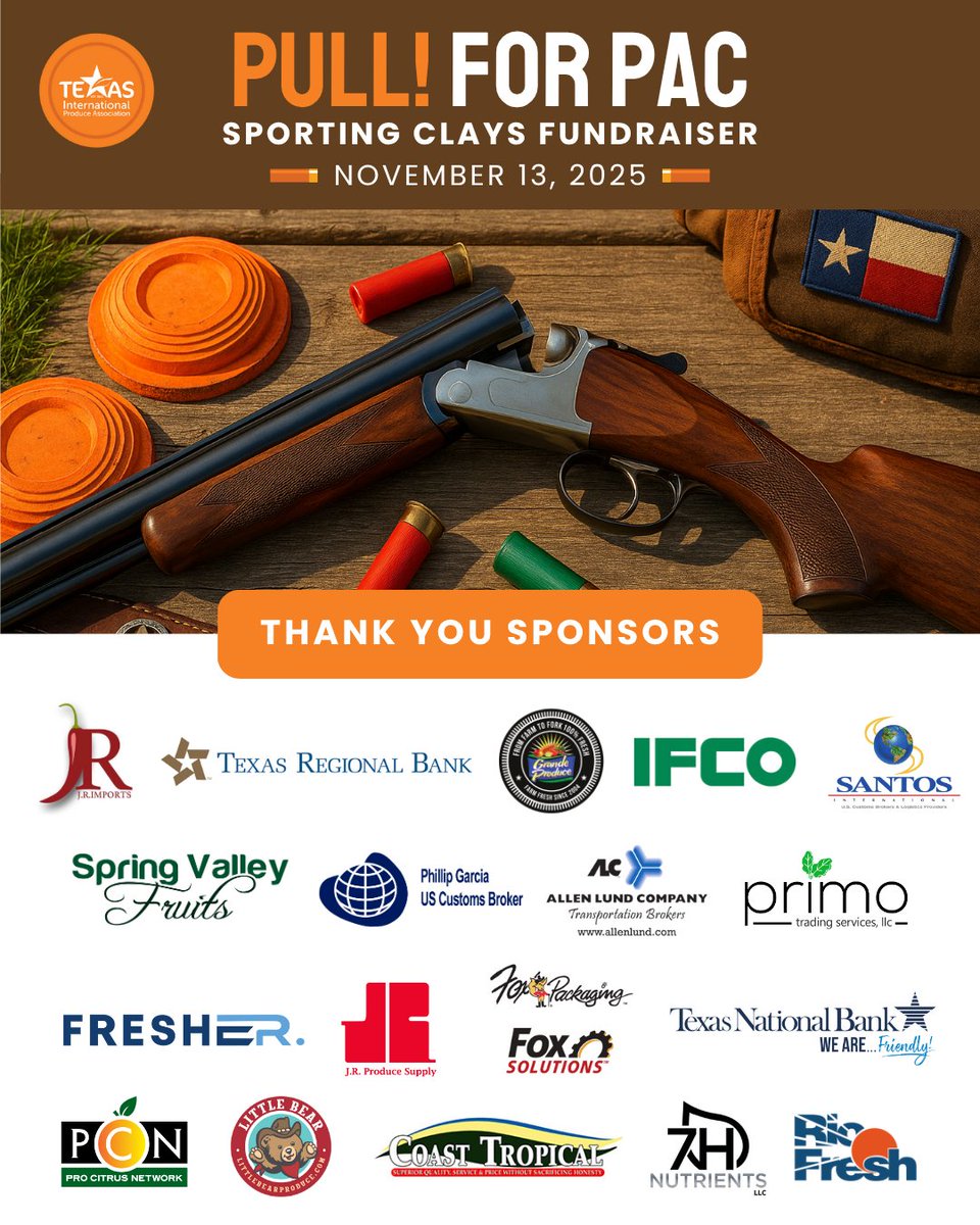 🔫 We’re locked &amp; loaded for tomorrow's #PullForPAC — big thanks to our #sponsors!

📍 El Dorado Sporting Clays
🕓 4:30 PM Registration &amp; Shoot
🍽️ 6:30 PM BBQ Dinner
‼️ Don’t forget your shotgun &amp; 100 shells!

👉 There's still time to register: pci.jotform.com/form/252684249…

#TIPA