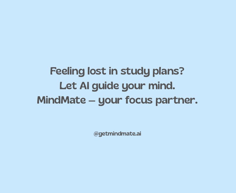 getmindmate_ai's tweet image. Feeling lost in study plans? 🤯
Let AI guide your mind.
MindMate helps you plan smarter, focus better, and stress less. 💡
#MindMate #AIStudyApp #StudySmart #StudentLife #FocusBetter