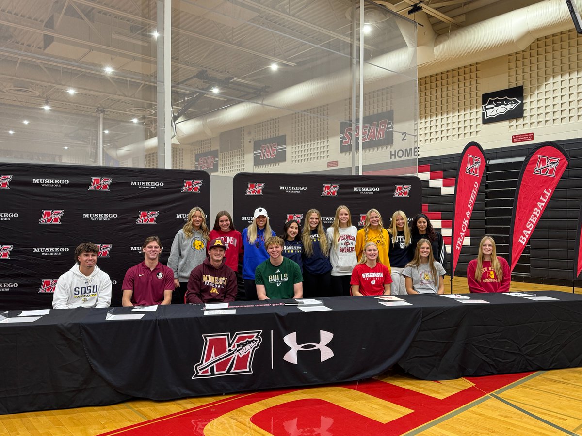 These Warriors all signed with D1 &amp; D2 schools today to continue competing and further their education.  Amazing crew on the field and in the classroom.  The average GPA of the group is 4.1+! Truly student-athlete stars.  #proudprincipal <a href="/1WarriorMHS/">1WARRIOR</a> <a href="/MNSDIrvine/">Todd Irvine</a>