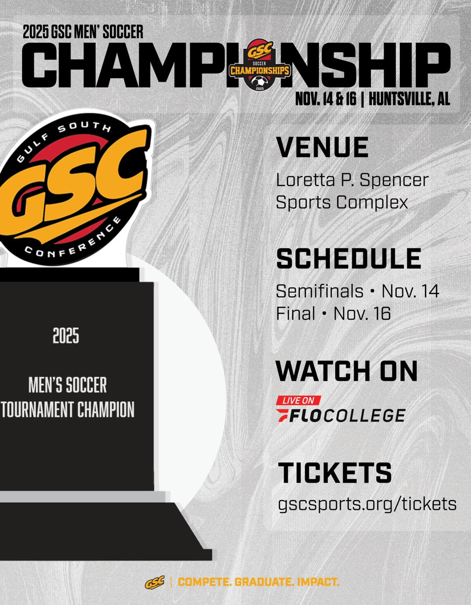 The quest for the 🏆 moves to Huntsville.

Watch on <a href="/FloCollege/">FloCollege</a>.

For 🎟️ visit gscsports.org/tickets