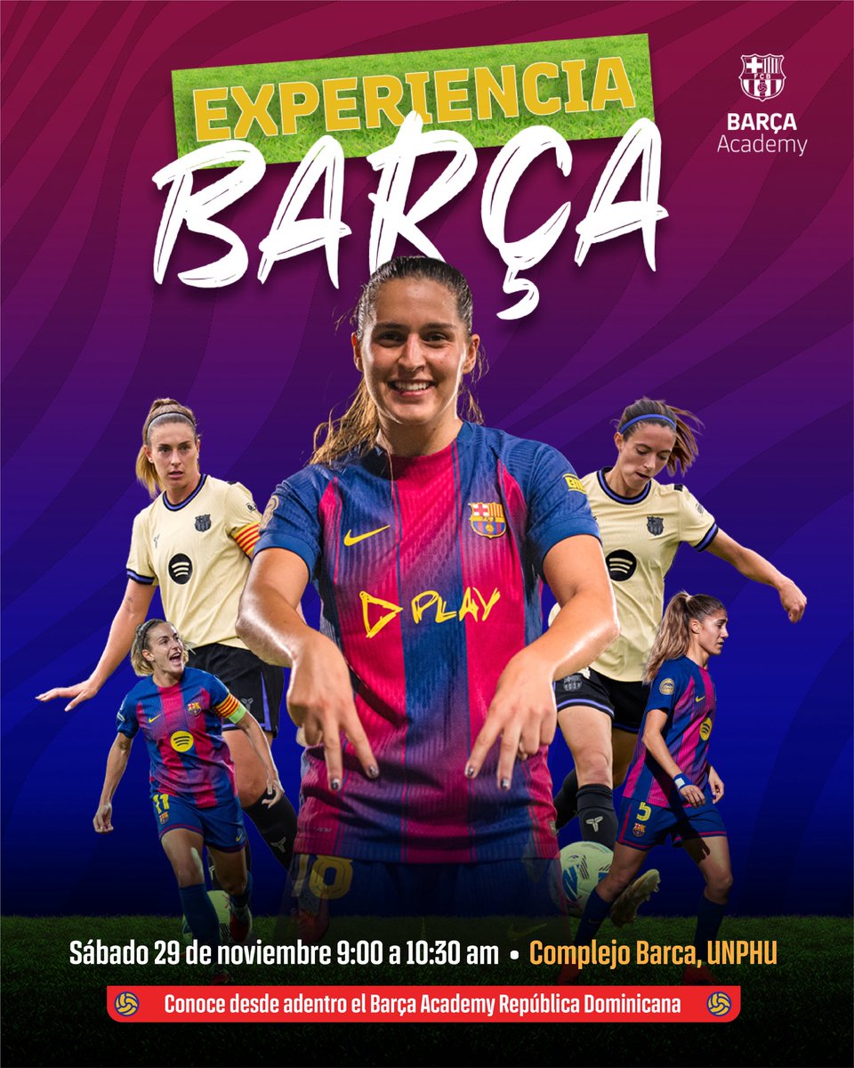 ☑️ Ven y vive la Experiencia Barça y conoce nuestra metodología. 𝗘𝘃𝗲𝗻𝘁𝗼 𝗽𝗮𝗿𝗮 𝗝𝗨𝗚𝗔𝗗𝗢𝗥𝗔𝗦 𝗻𝗮𝗰𝗶𝗱𝗮𝘀 𝗲𝗻𝘁𝗿𝗲 𝟮𝟬𝟭𝟭 𝘆 𝟮𝟬𝟭𝟴. 🔵🔴⚽️🎉

Llenar el formulario las interesadas: acortar.link/IZ87dF
