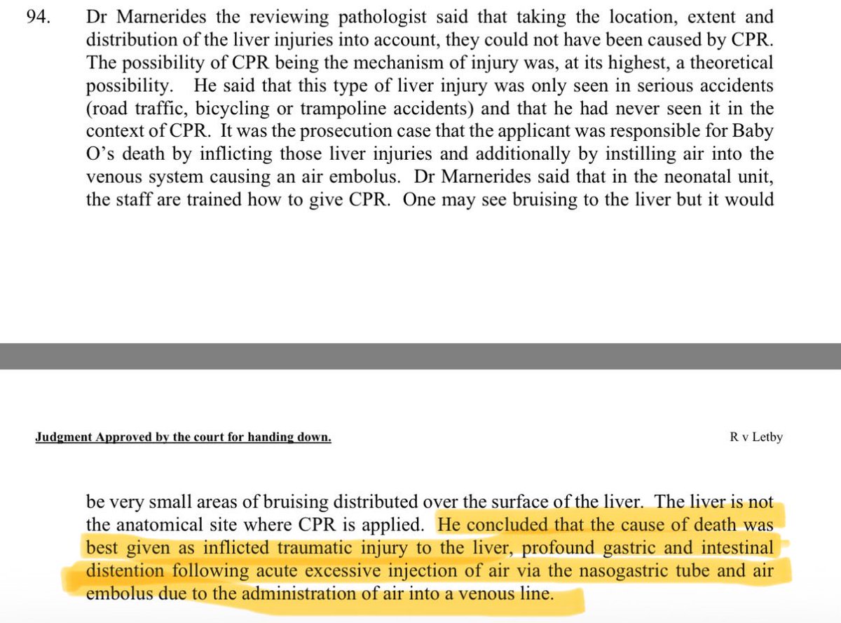 10. Dr Marnerides’ position on Baby O, as detailed in the Court of Appeal  ruling

No mention of air embolism you say Dr Hammond ?