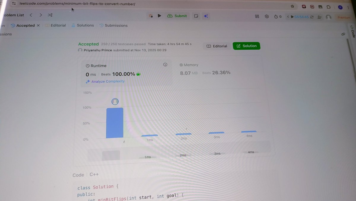 prince_x81's tweet image. #day13✅. Solve two bit manipulation qstn and completing the daily coding challenges 🚀!!
#100dayscodechallenge #dsa