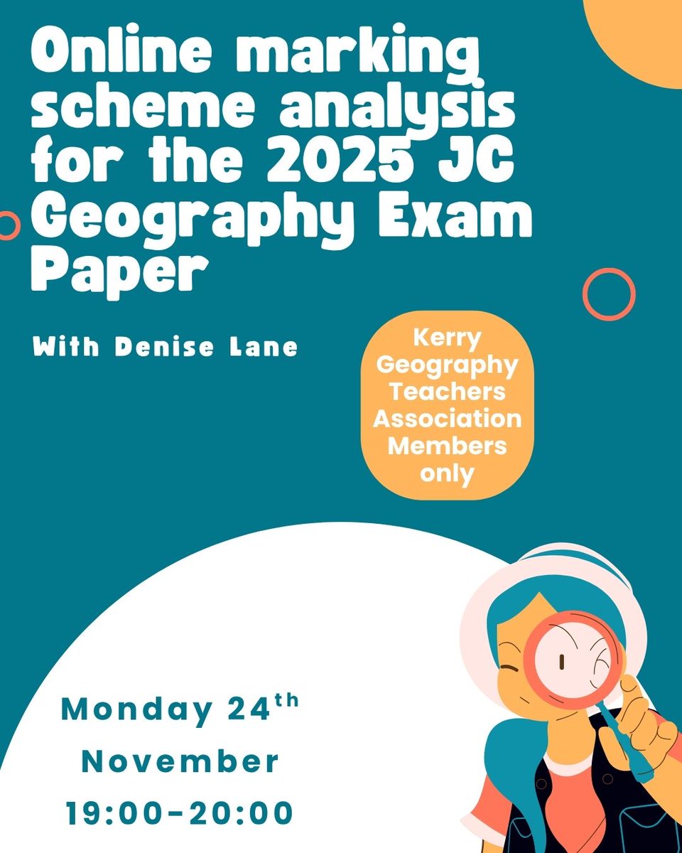📢 Upcoming Online Webinar for JC Geography Teachers!

Join us for a Marking Scheme Analysis of the 2025 JC Geography Exam Paper — practical tips to support your teaching.

🗓️ Monday, 24th November
🕖 7:00–8:00 p.m.
👥 Open to KGTA members only