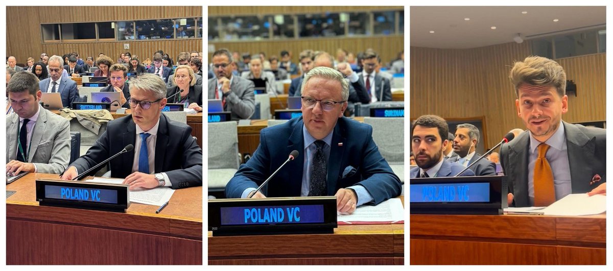 PLinUN's tweet image. UNGA’s #FirstCommittee has concluded its work with✨results:

✔️ 63 res.&amp;amp;dec. adopted;
✔️ 471 interventions made in the thematic debates;
✔️160 votes cast in general.

🇵🇱, along with 🇮🇹🇹🇭🇪🇬🇨🇷, has had an honour to steer the 1C’s work against the backdrop of increasing🌎 tensions.