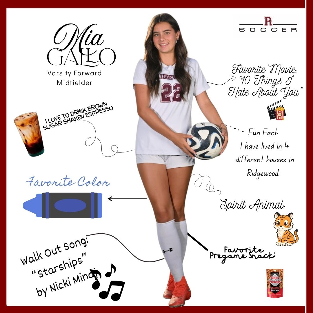 Get To Know: Varsity Midfielder Mia Gallo 

<a href="/ridgewoodnews/">The Ridgewood News</a> <a href="/BrandonGouldHS/">Brandon Gould</a> <a href="/girlssoccernet/">Girls Soccer Network</a> @bignorthconference <a href="/Maroon_Sports/">RHS Athletics</a> <a href="/seanfarrell92/">Sean Farrell</a> <a href="/VarsityAces/">Varsity Aces</a> <a href="/HSSportsNJ/">NJ.com HS Sports</a> <a href="/SBassin_Sports/">Steven Bassin</a> <a href="/seanfarrell92/">Sean Farrell</a> <a href="/Bob_Badders/">Bob Badders</a>