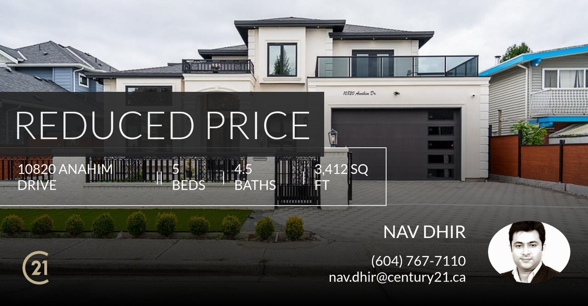 DhirNav's tweet image. 📍 Reduced Price 📍 This recently reduced home at 10820 Anahim Drive in Richmond won't last long, so, don't wait to set up a showing! Reach out here or at (604) 767-7110 for more information!

Nav Dhir
Century 21 Coastal Realt... homeforsale.at/10820_ANAHIM_D…