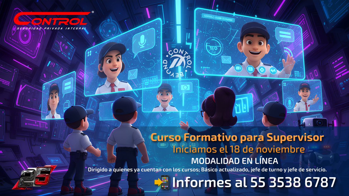 segcontrol's tweet image. 🎓 ¡Atención, Guardias Control! 💪

Este 18 de noviembre iniciamos el Curso de Supervisión 🧠✨

🚀 ¡Sigue avanzando en tu carrera y demuestra que en Control siempre vamos un paso adelante!
📲 Informes al: 55 3538 6787

#CapacitaciónControl #ConTodoControl
