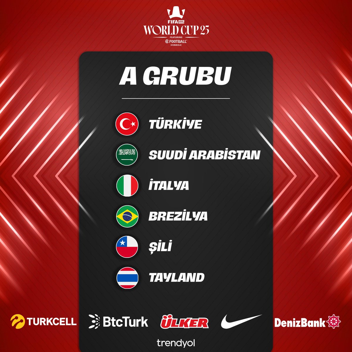 🇹🇷 eFootball Konsol eMillî Takımımızın <a href="/FIFAe/">FIFAe</a> 2025 Dünya Kupası’nda rakipleri belli oldu!

🌎 Yeni bir kupa yolculuğuna çıkıyoruz! 🏆

🎮 Hazırlanın, oyun başlıyor!