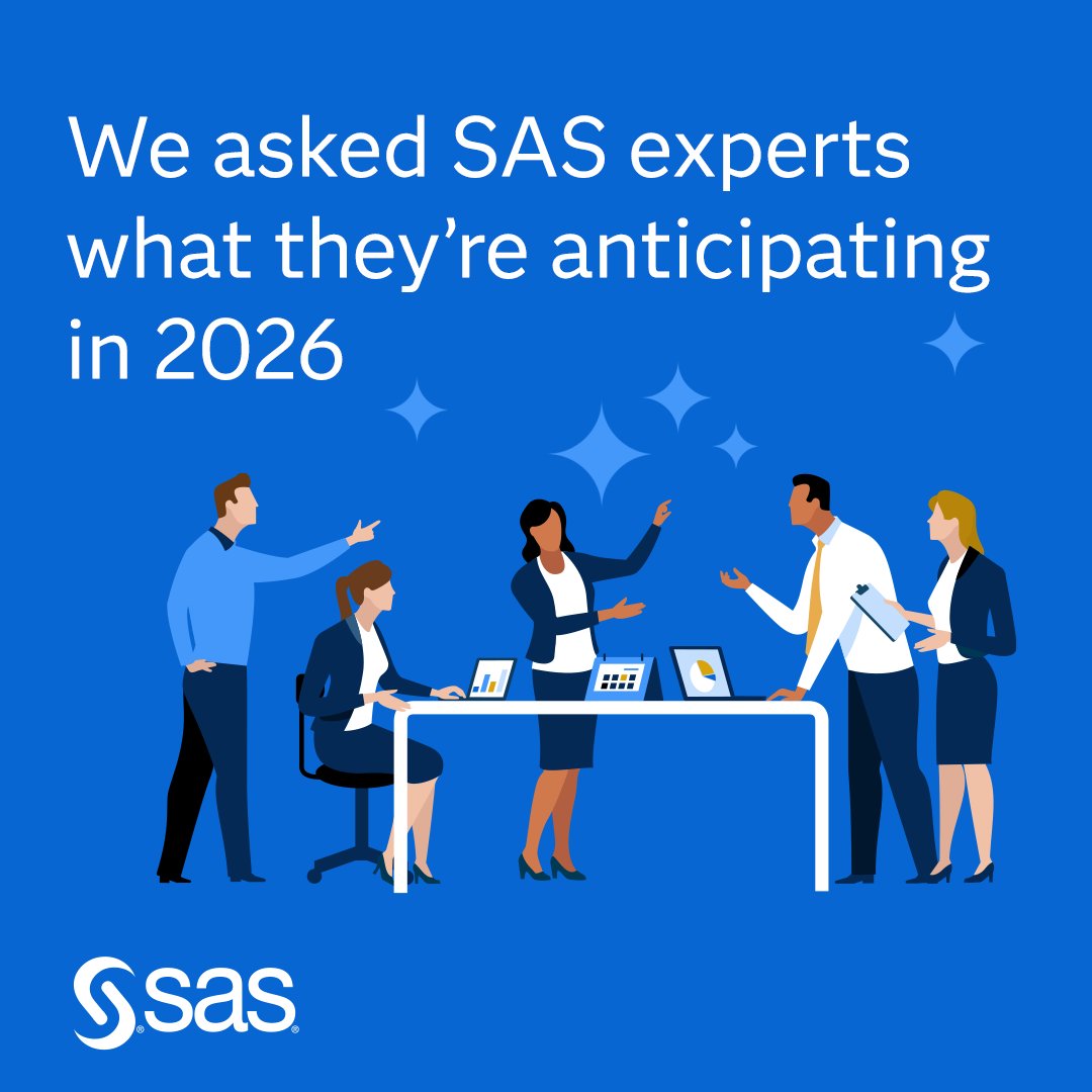 SASCanada's tweet image. Artificial intelligence key indicators of success are shifting. SAS gives you the power to know. We sat down with executives and industry experts to discuss the most significant AI developments.

Explore fifteen new AI predictions for 2026. 2.sas.com/60107TWWC #SASpredictions