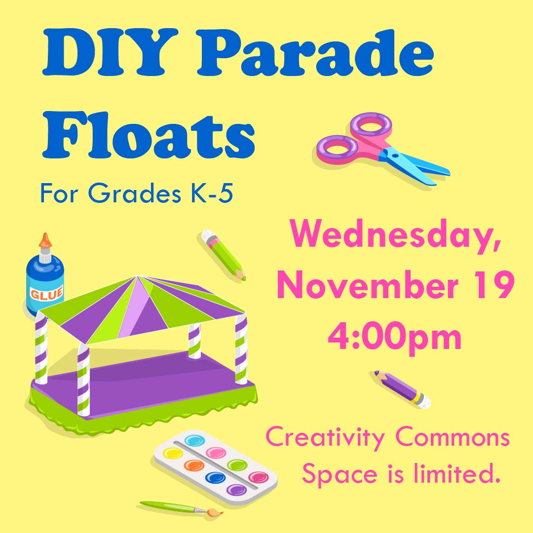 friscolibrary's tweet image. Elementary-aged kids are invited to design and craft their very own mini parade float! 🎨
Space is limited—join us on Wednesday, November 19, from 4:00–5:00 PM.
bit.ly/47OXLr4

#ParadeFloat #DIY #KidCrafts #DIYParadeFloats #ChildrensCrafts