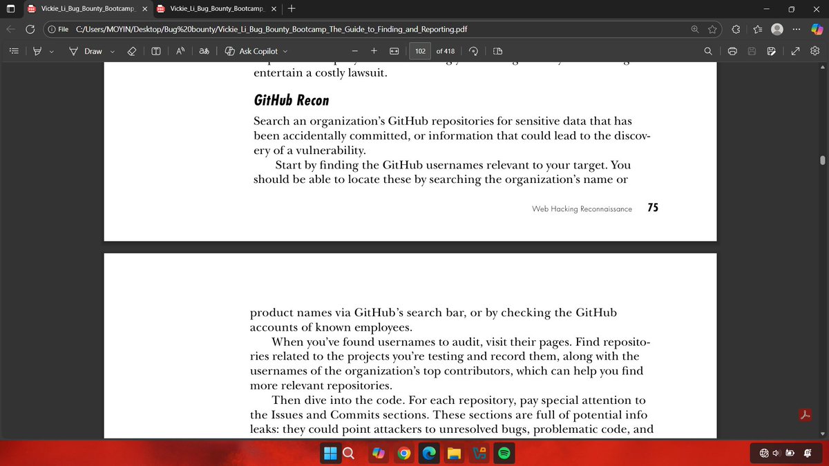 Becoming a Security Researcher with <a href="/4osp3l/">Gospel</a> as my mentor — Day 29

- Completed the race conditions room on TryHackMe and understood how timing vulnerabilities work.

- Read Vickie’s book on bug bounty, learning GitHub recon, OSINT from job listings, and fingerprinting techniques.