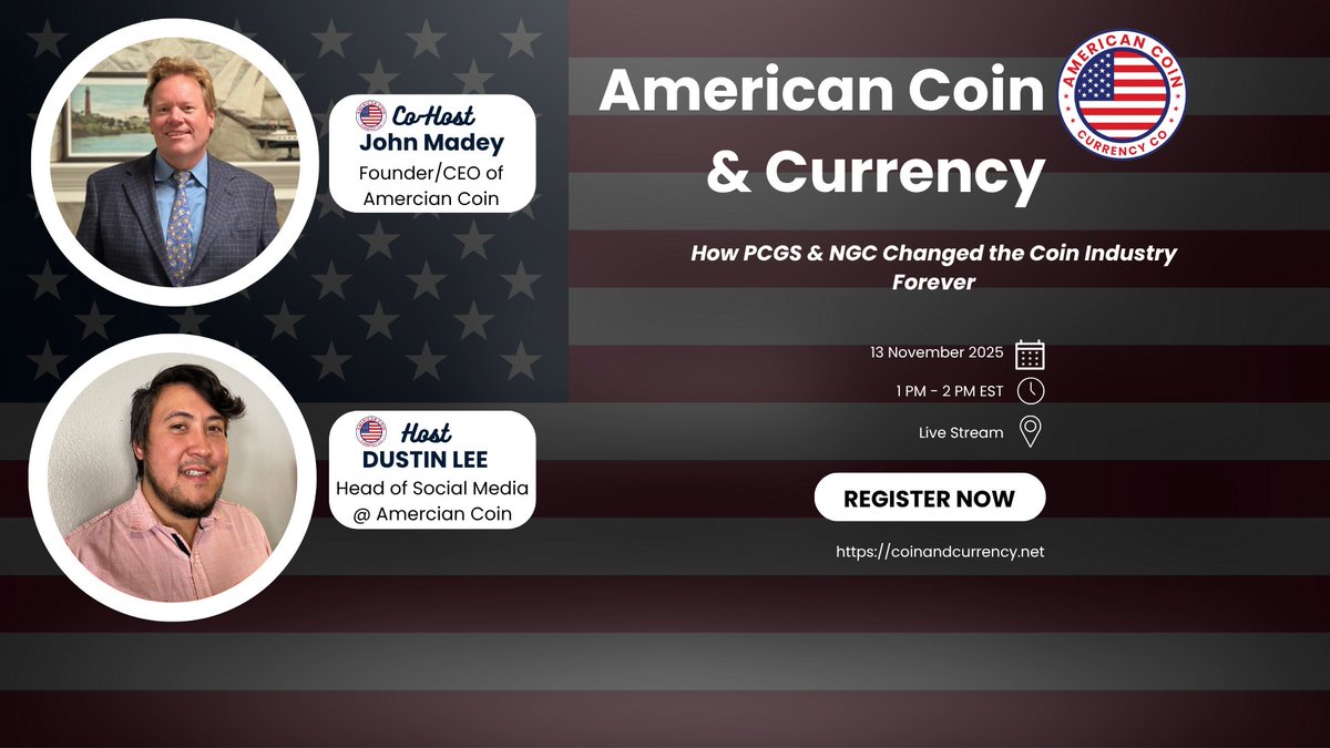 🪙 It’s time for another Live Stream from <a href="/AmericanCoinAcc/">American Coin & Currency</a>!

Each week, we uncover the history, power, and future of real money — from ancient gold &amp; silver to the modern shift back to sound assets.

This week’s episode is titled:
“𝗣𝗖𝗚𝗦 &amp; 𝗡𝗚𝗖: 𝗛𝗼𝘄 𝗖𝗼𝗶𝗻