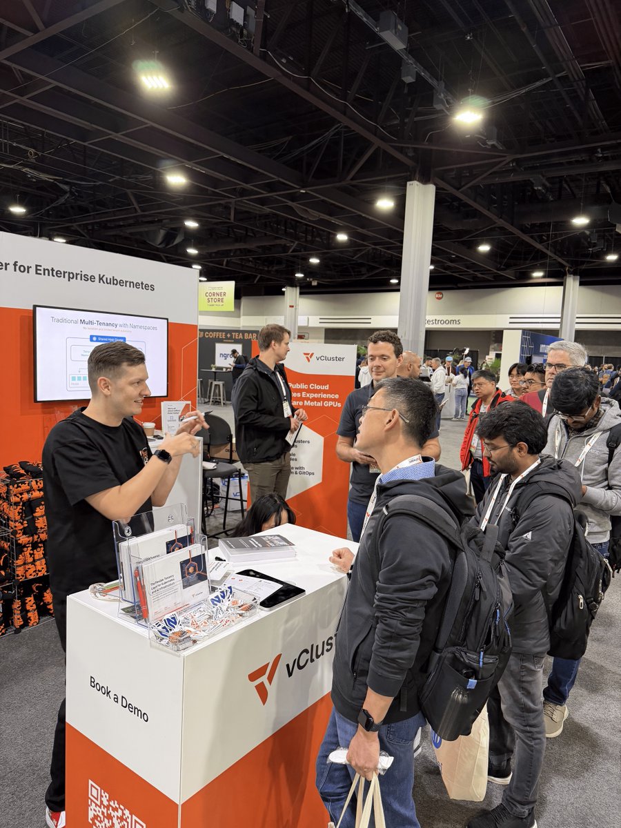 vcluster's tweet image. We’re having an incredible time at #KubeCon.
The energy, the conversations, the community, it’s all happening here in Atlanta.

Come find us at Booth #421 (Hall B3–B5 | L1) grab some swag, say hi 👋, and let’s talk Kubernetes!