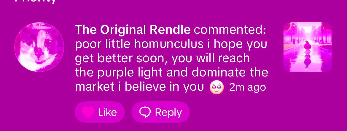 poor little homunculus i hope you get better soon, you will reach the purple light and dominate the market i believe in you 😢